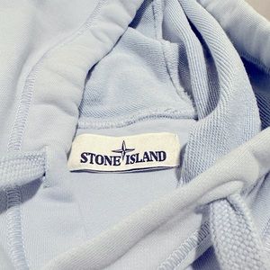 Stone Island sky-blue cotton-jersey hoodie with signature Compass logo-patch